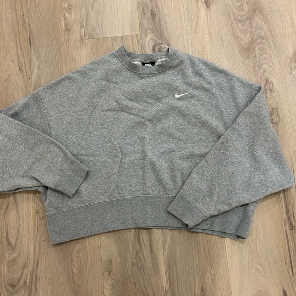 NIKE ESSENTIALS OVERSIZED CROPPED JERSEY SWEATSHIRT GRAY L - Picture 7 of 7